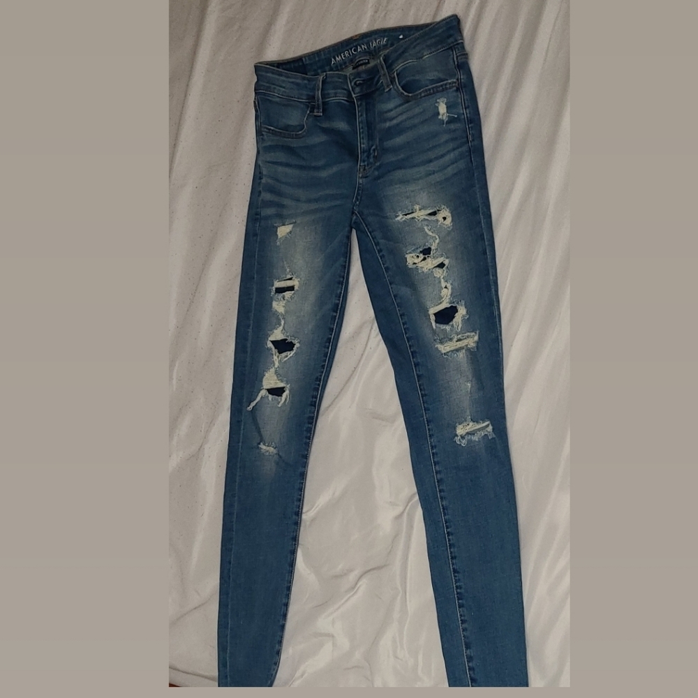 Super stretch Long ripped jeans